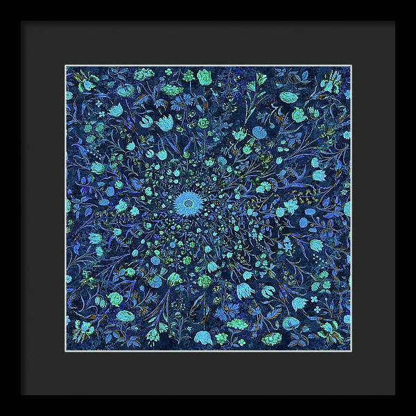 Light Blue Medieval Flowers - Framed Print