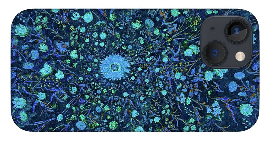 Light Blue Medieval Flowers - Phone Case