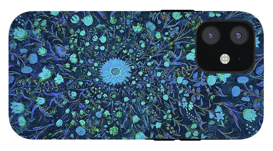 Light Blue Medieval Flowers - Phone Case