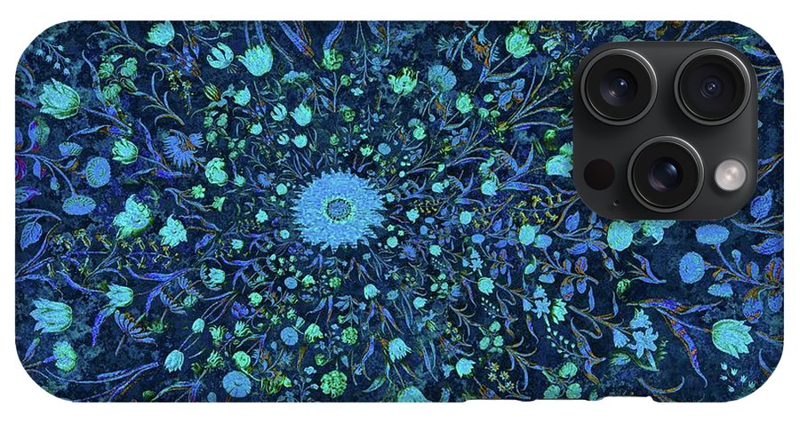 Light Blue Medieval Flowers - Phone Case