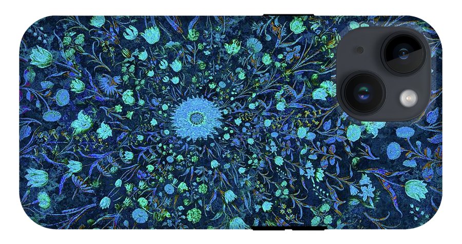 Light Blue Medieval Flowers - Phone Case