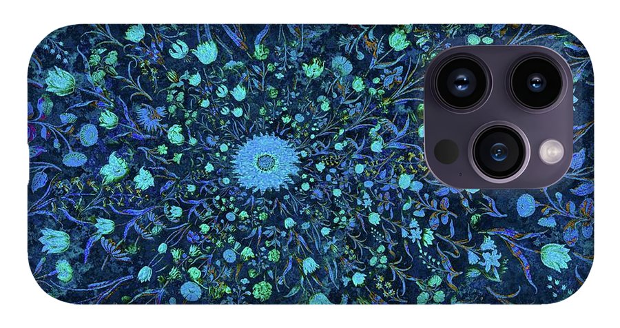 Light Blue Medieval Flowers - Phone Case