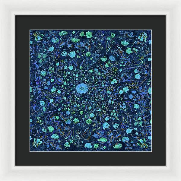 Light Blue Medieval Flowers - Framed Print