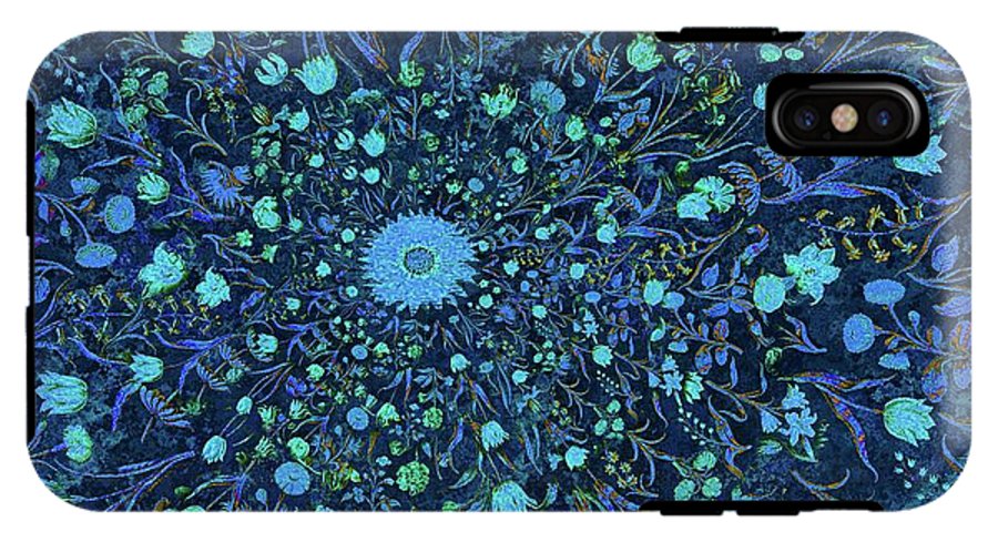 Light Blue Medieval Flowers - Phone Case