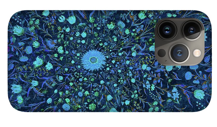 Light Blue Medieval Flowers - Phone Case