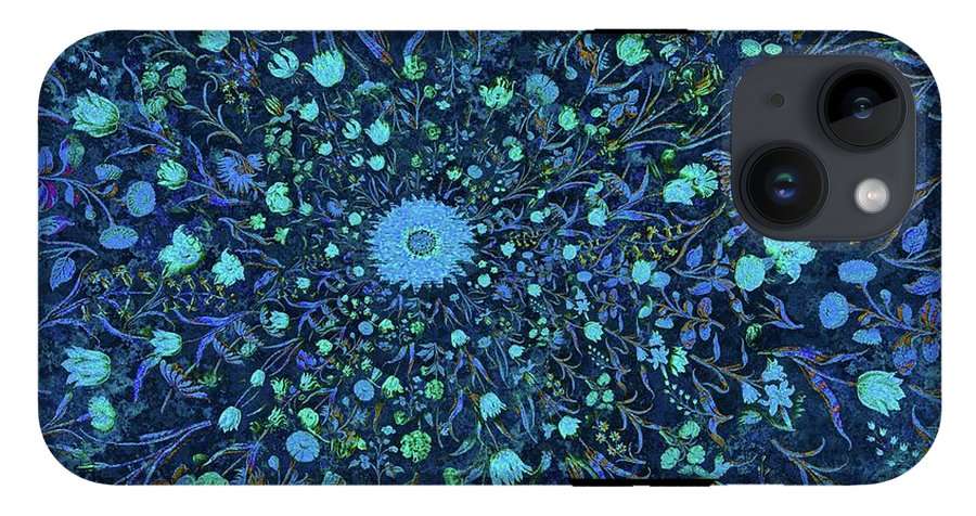 Light Blue Medieval Flowers - Phone Case