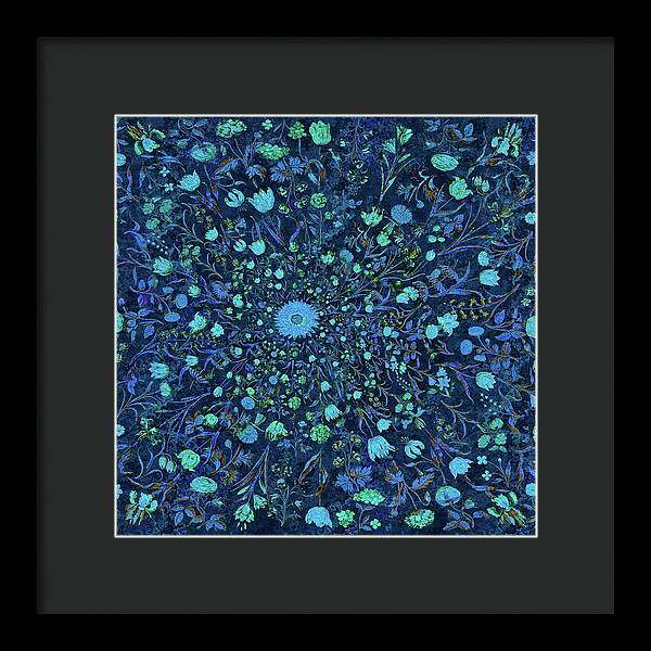 Light Blue Medieval Flowers - Framed Print