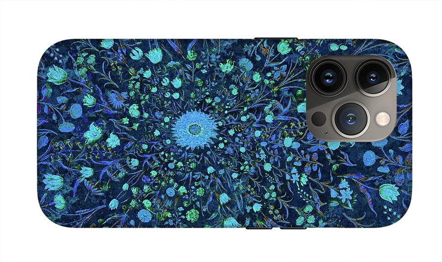 Light Blue Medieval Flowers - Phone Case