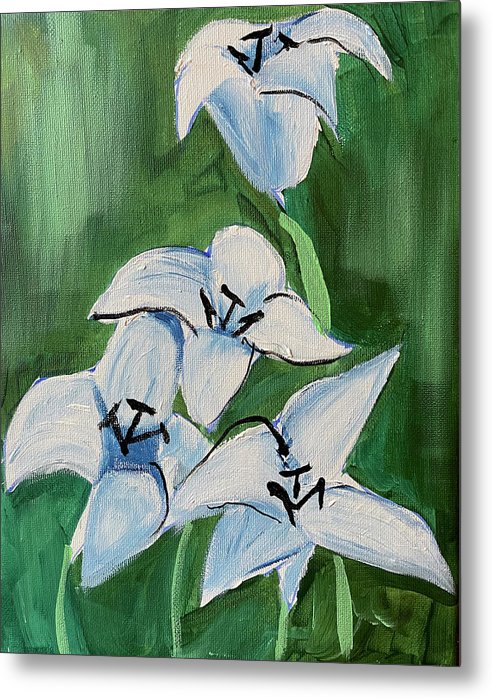 Lilies In Blue - Metal Print