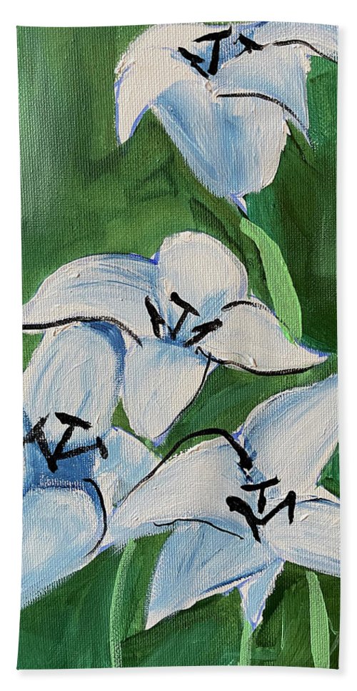 Lilies In Blue - Beach Towel