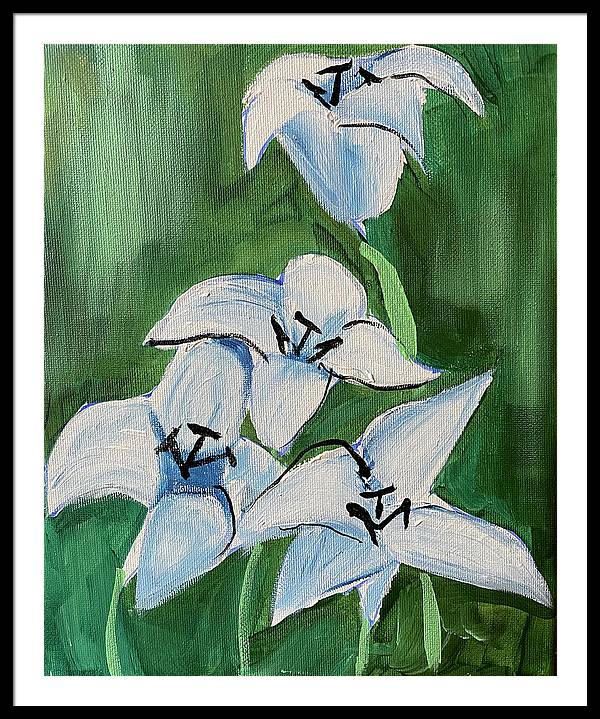 Lilies In Blue - Framed Print