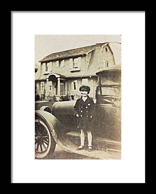 Little 1920s Girl With Car - Framed Print