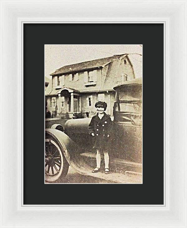 Little 1920s Girl With Car - Framed Print