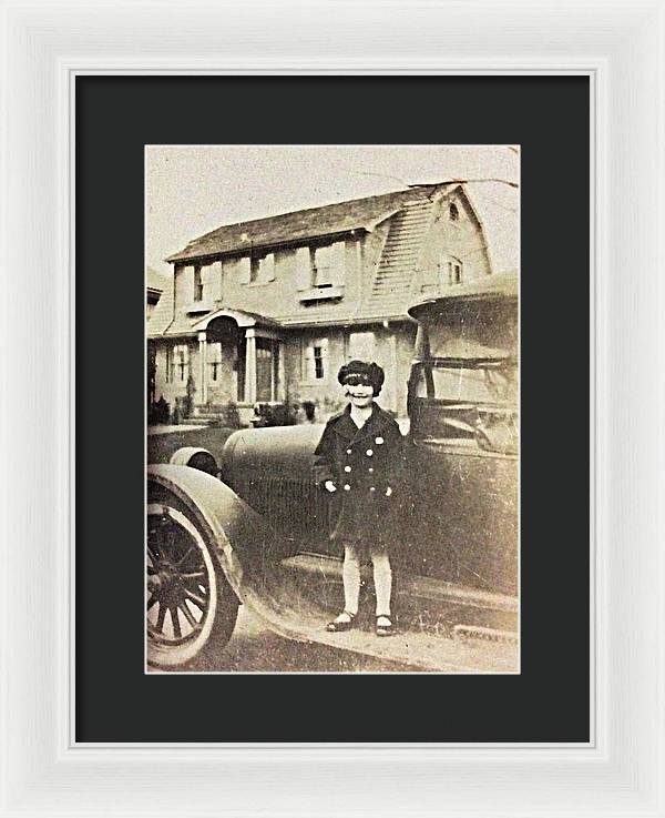 Little 1920s Girl With Car - Framed Print