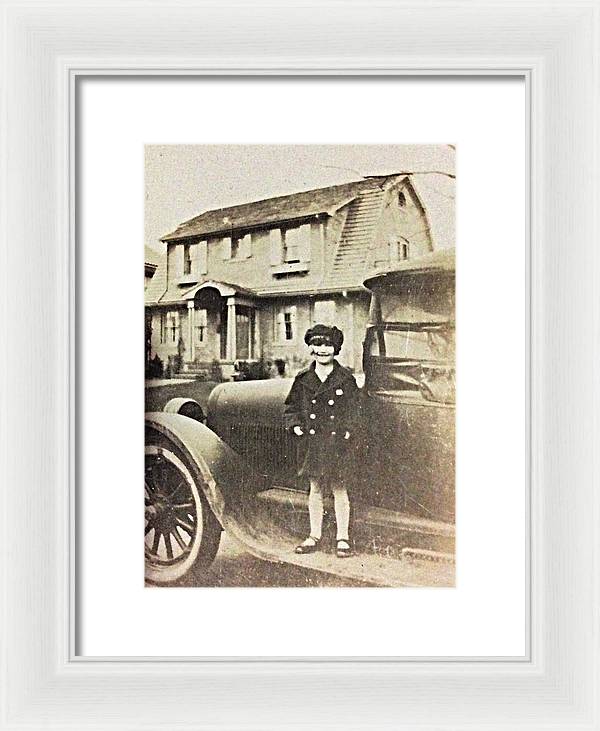 Little 1920s Girl With Car - Framed Print