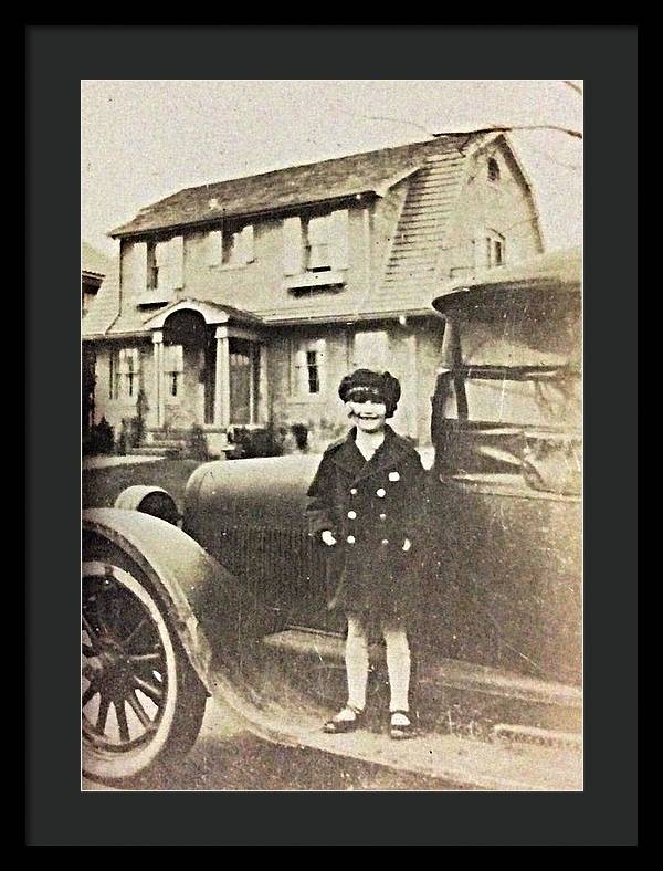 Little 1920s Girl With Car - Framed Print