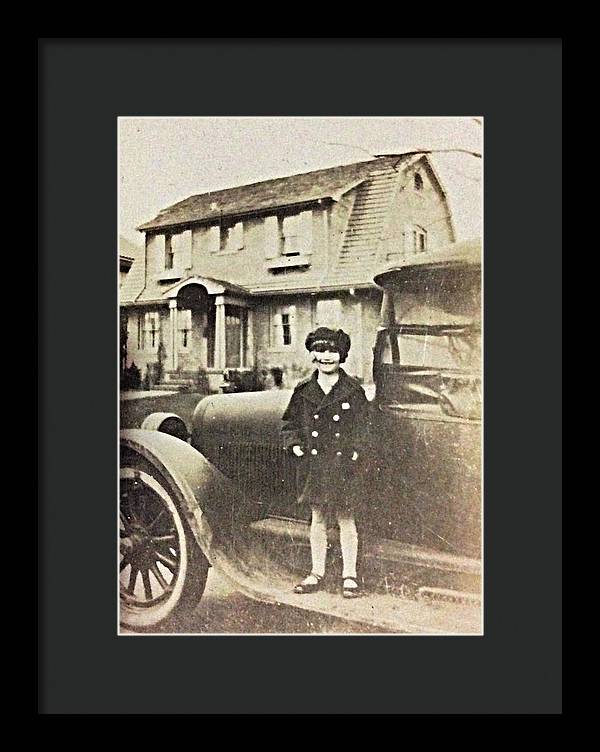Little 1920s Girl With Car - Framed Print