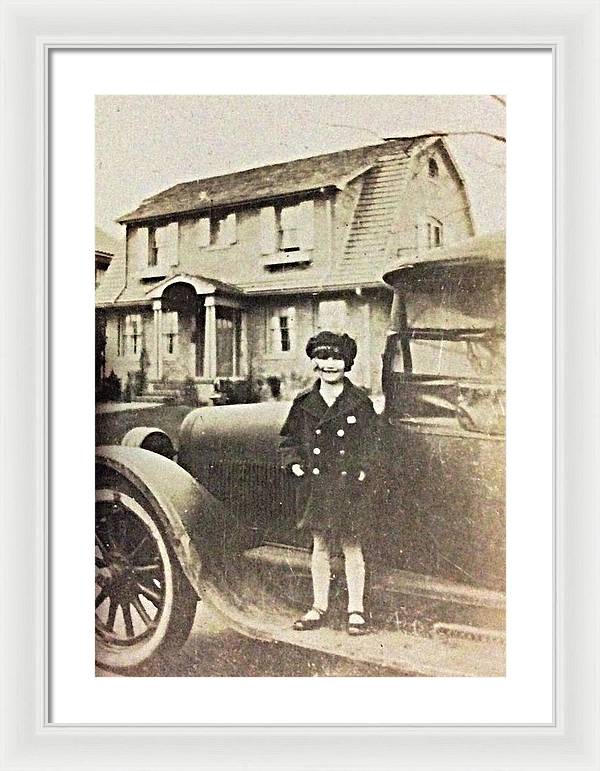 Little 1920s Girl With Car - Framed Print