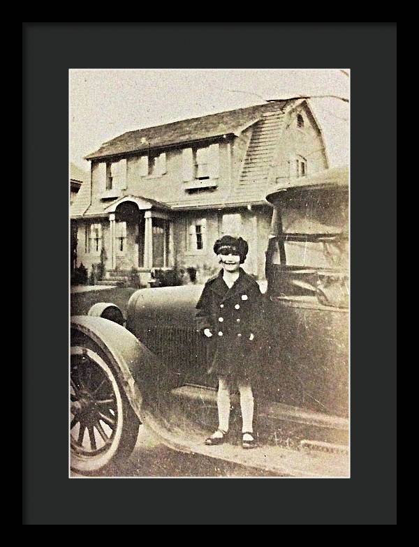 Little 1920s Girl With Car - Framed Print
