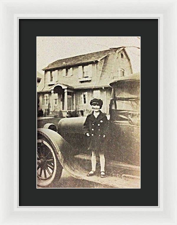 Little 1920s Girl With Car - Framed Print