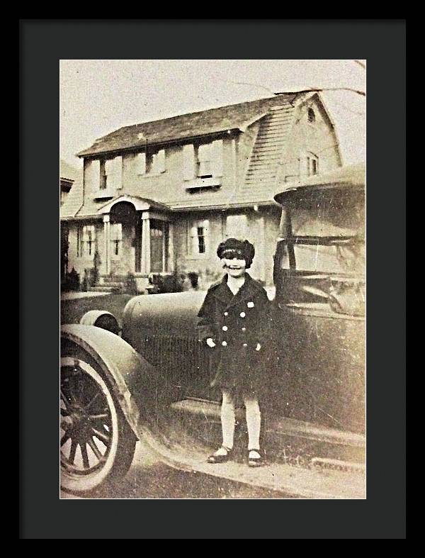 Little 1920s Girl With Car - Framed Print
