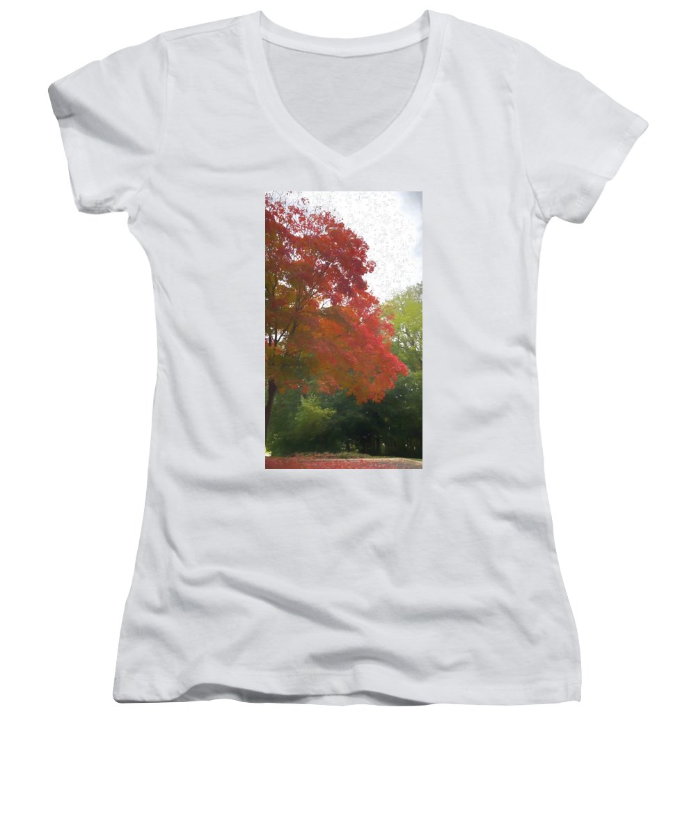 Maple Tree In October - Women's V-Neck