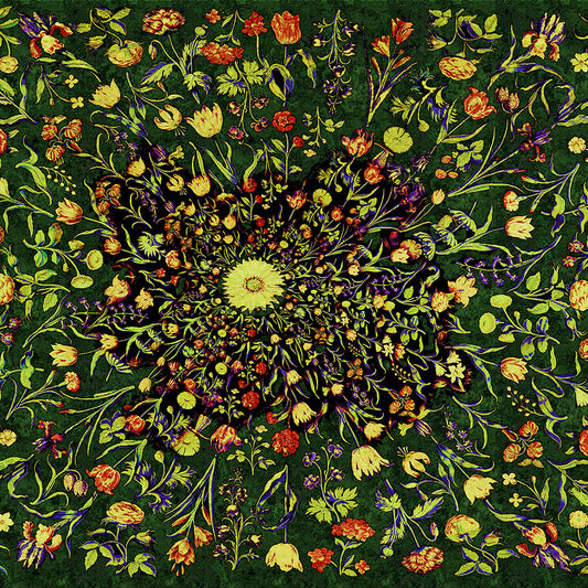 Medieval Flowers on Green Digital Image Download