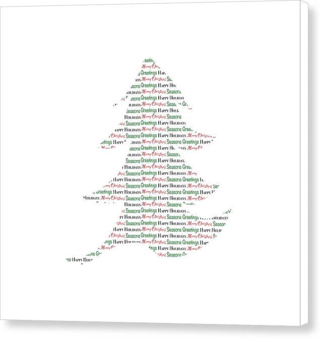 Merry Christmas Tree Text Art - Canvas Print
