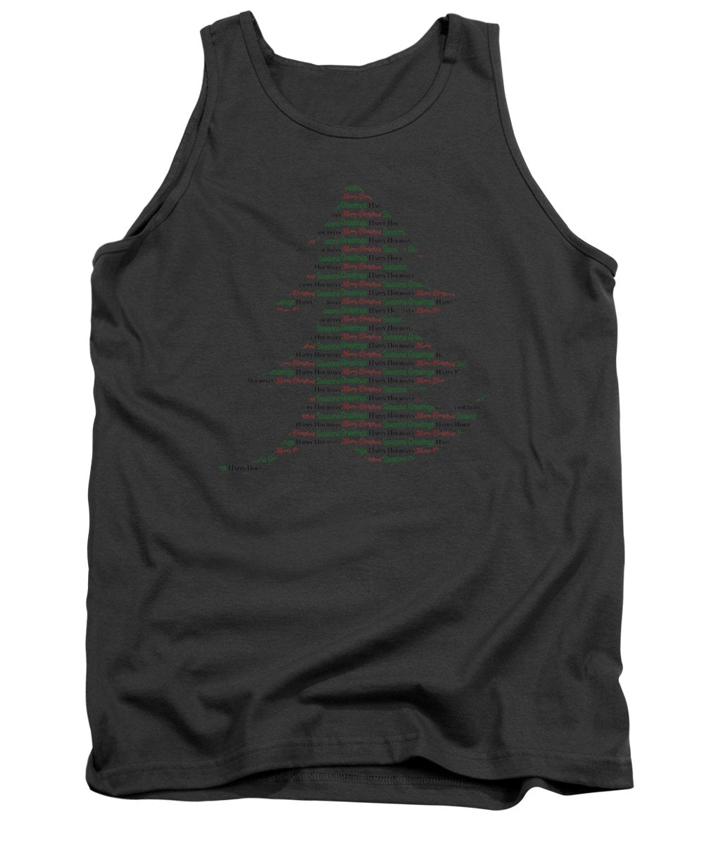 Merry Christmas Tree Text Art - Tank Top