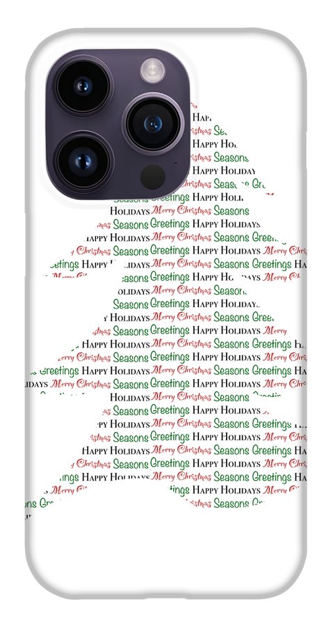 Merry Christmas Tree Text Art - Phone Case
