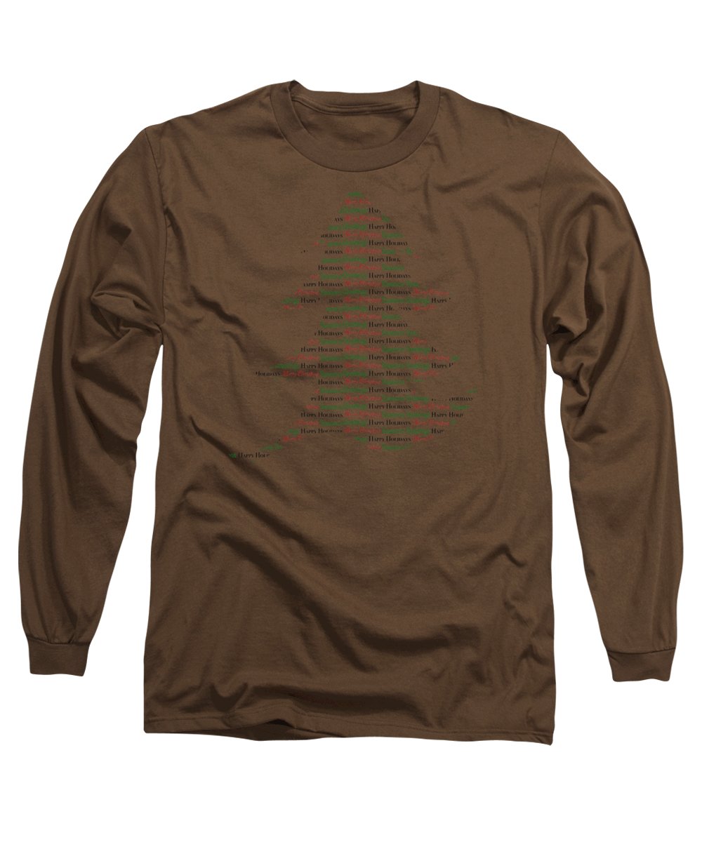 Merry Christmas Tree Text Art - Long Sleeve T-Shirt