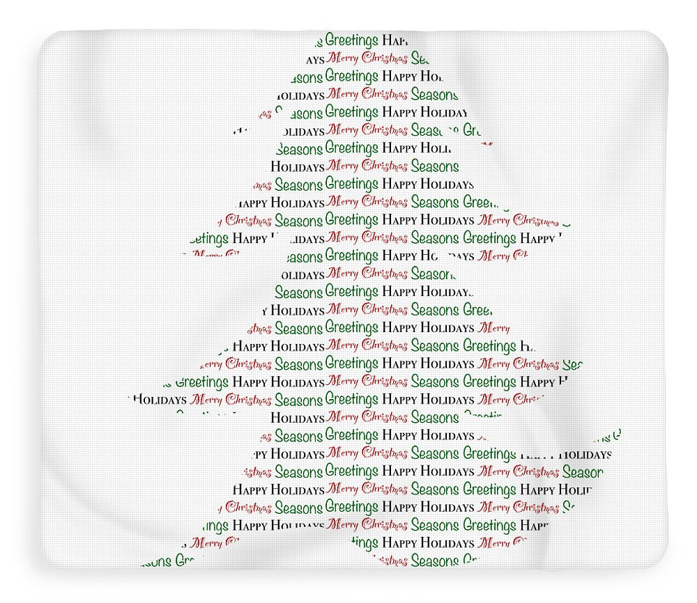 Merry Christmas Tree Text Art - Blanket