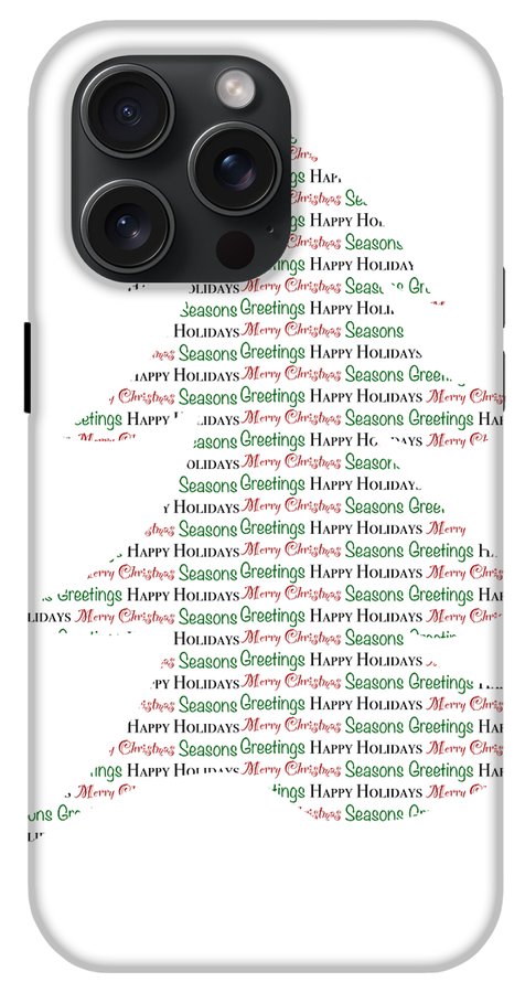 Merry Christmas Tree Text Art - Phone Case