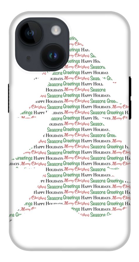 Merry Christmas Tree Text Art - Phone Case