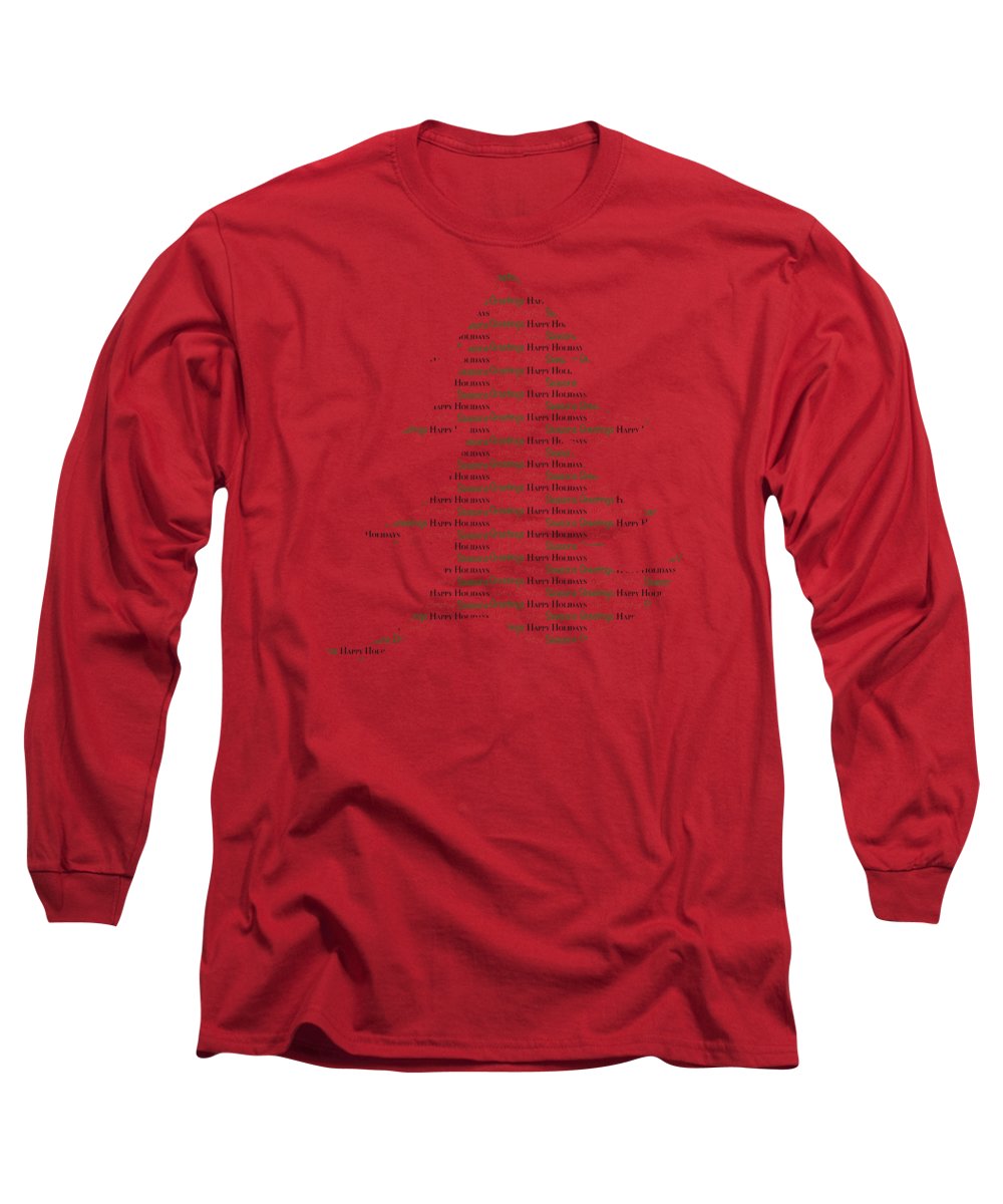 Merry Christmas Tree Text Art - Long Sleeve T-Shirt