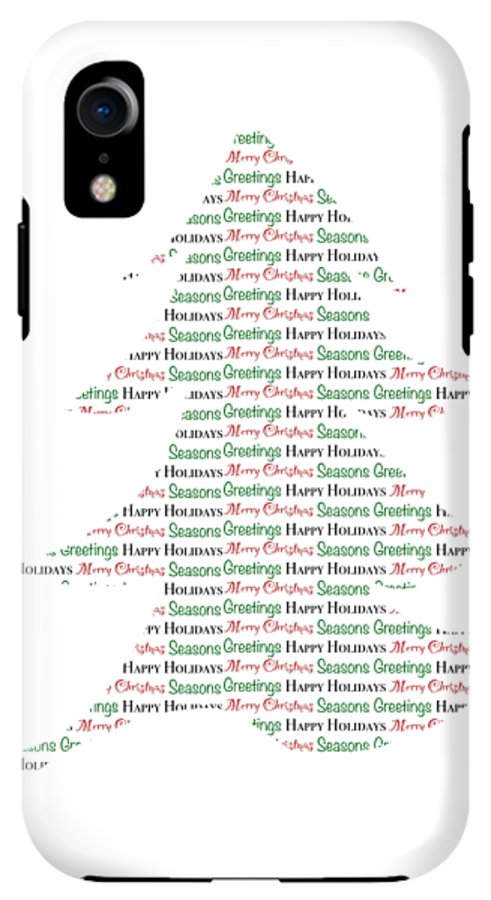 Merry Christmas Tree Text Art - Phone Case