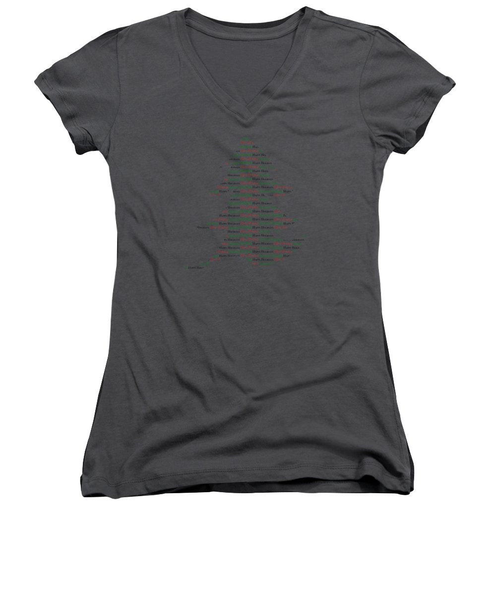 Merry Christmas Tree Text Art - Women's V-Neck