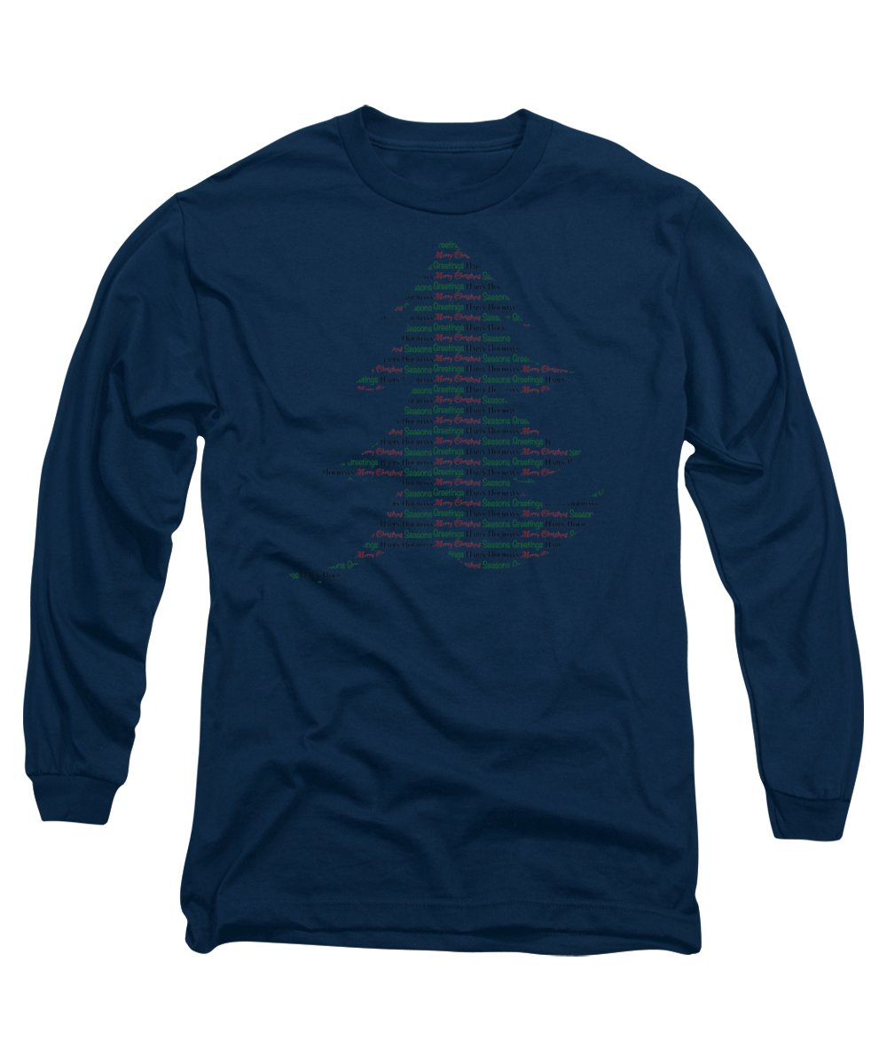 Merry Christmas Tree Text Art - Long Sleeve T-Shirt