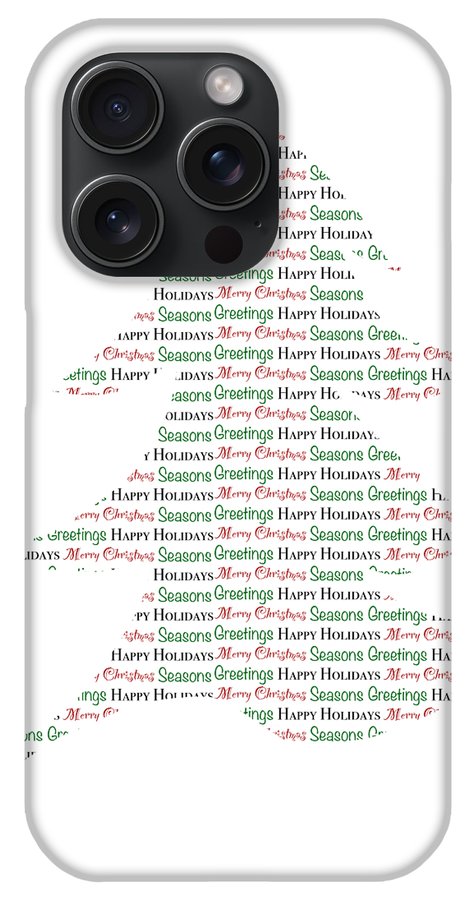 Merry Christmas Tree Text Art - Phone Case