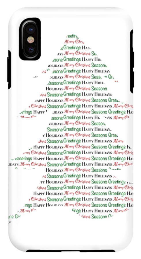 Merry Christmas Tree Text Art - Phone Case