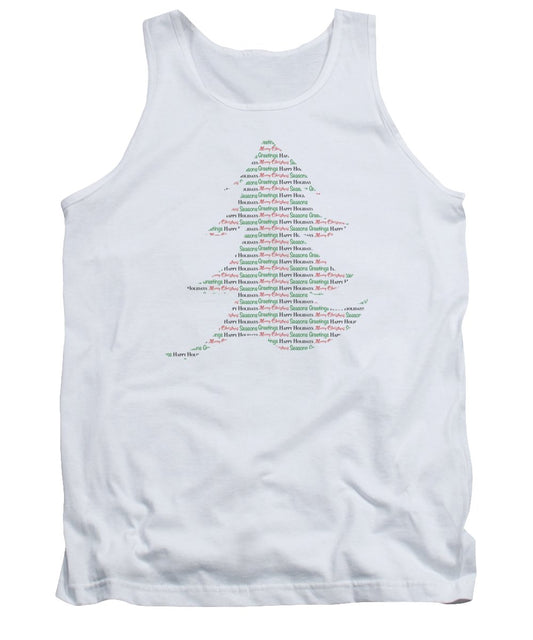 Merry Christmas Tree Text Art - Tank Top
