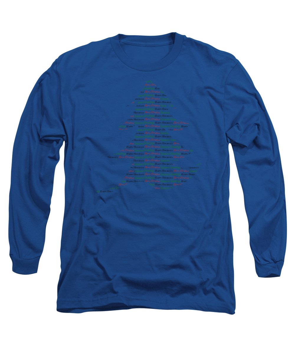 Merry Christmas Tree Text Art - Long Sleeve T-Shirt