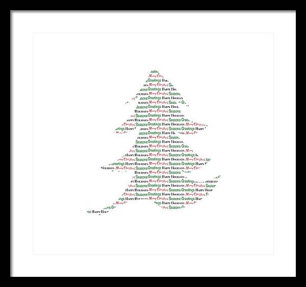 Merry Christmas Tree Text Art - Framed Print