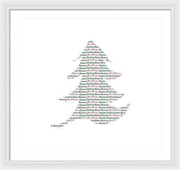 Merry Christmas Tree Text Art - Framed Print