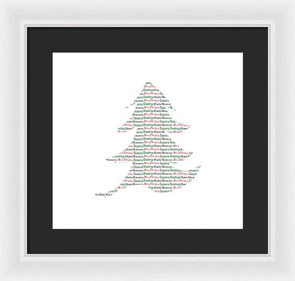 Merry Christmas Tree Text Art - Framed Print