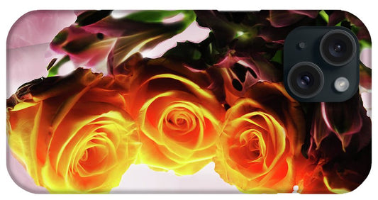 Mini Orange Roses on Pink - Phone Case