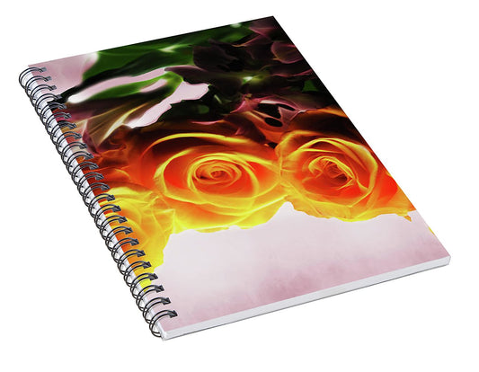 Mini Orange Roses on Pink - Spiral Notebook