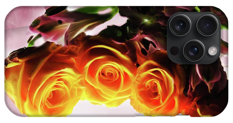 Mini Orange Roses on Pink - Phone Case
