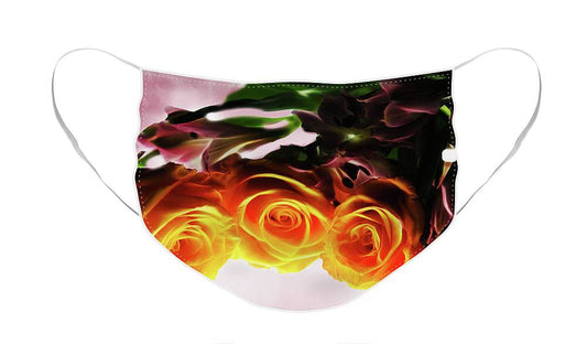 Mini Orange Roses on Pink - Face Mask