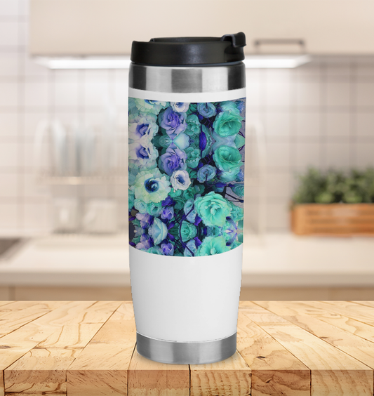 Aqua Flower Kaleidoscope Insulated Tumbler